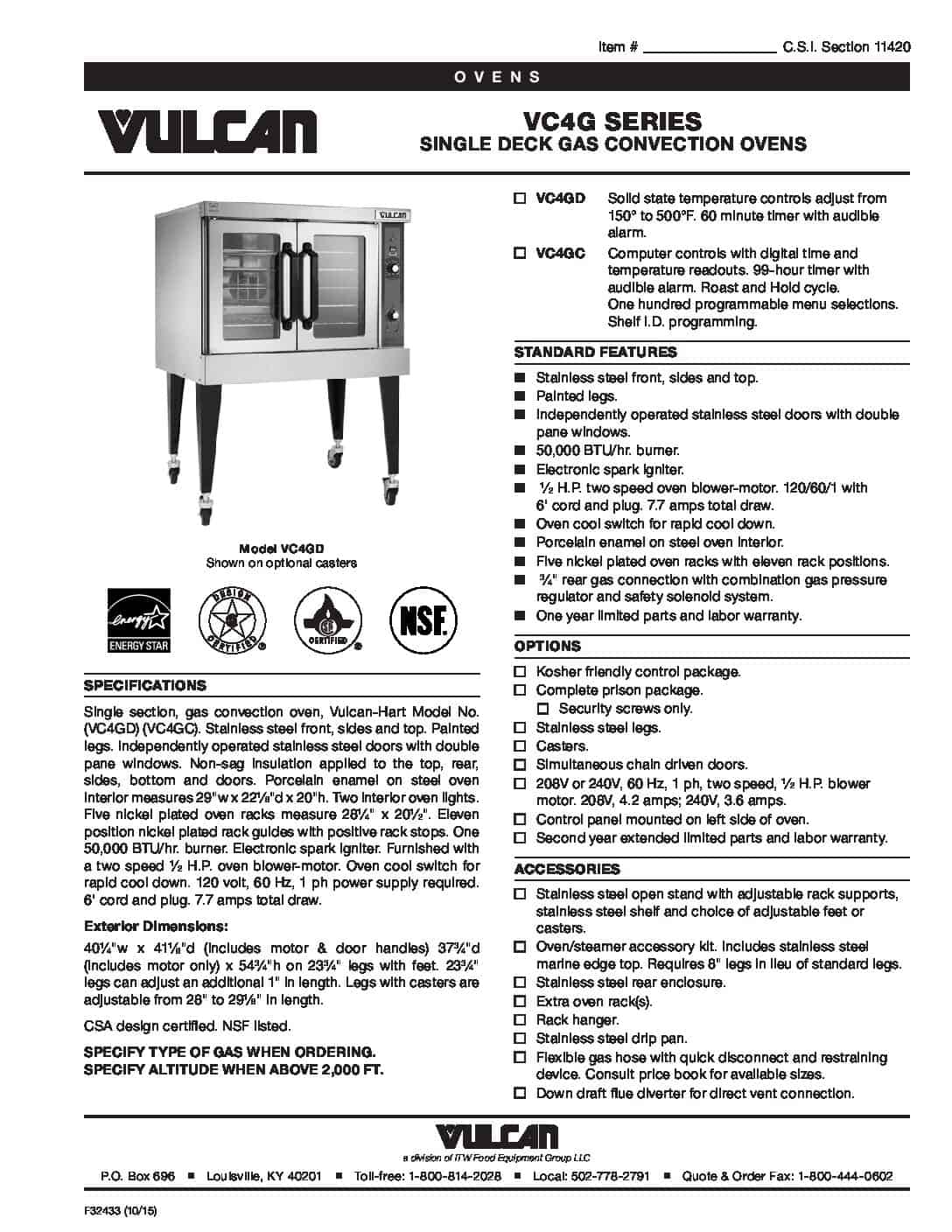 VC4GD Vulcan Oven Each Shop Kitchen Solutions
