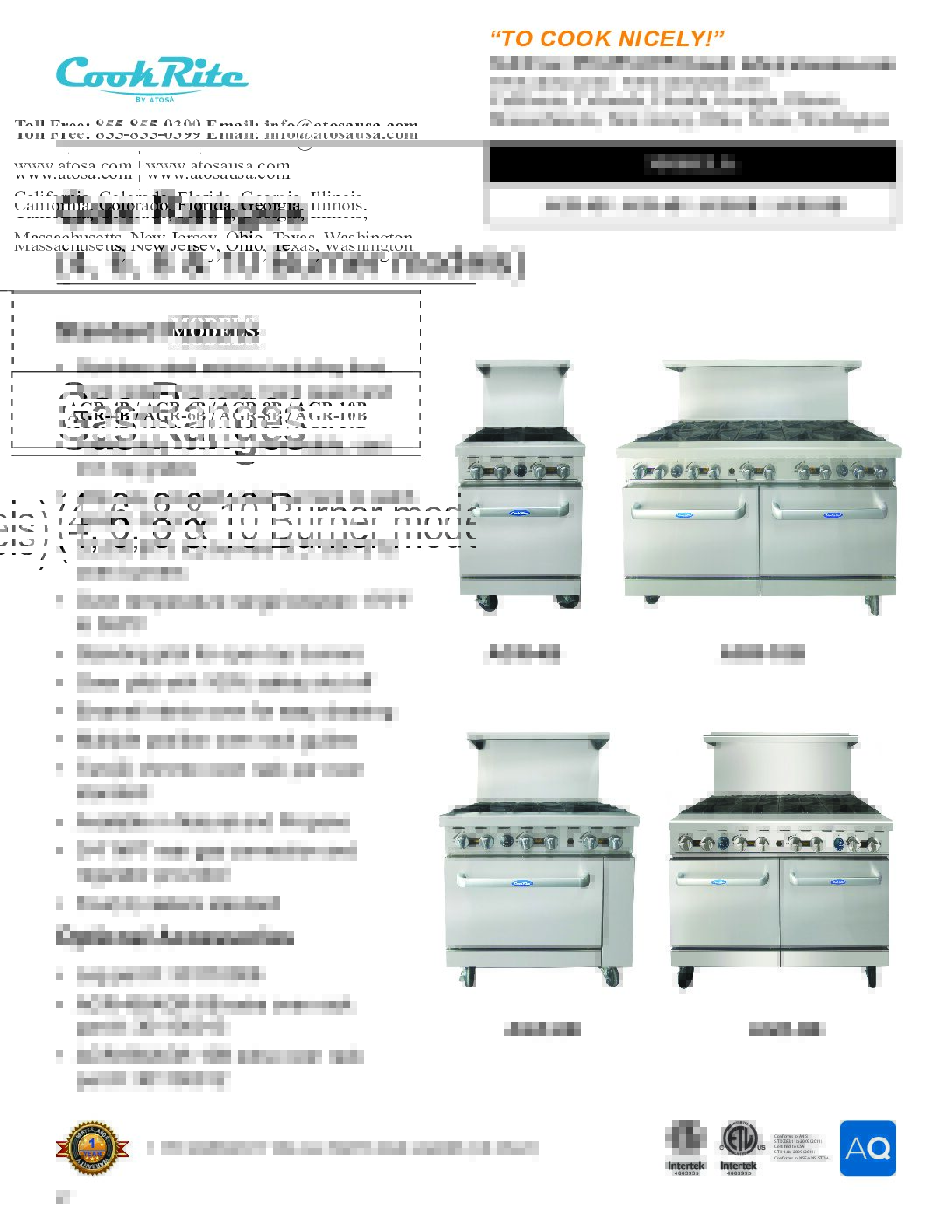 Atosa USA, Inc. AGR-6B-NG.SpecSheet