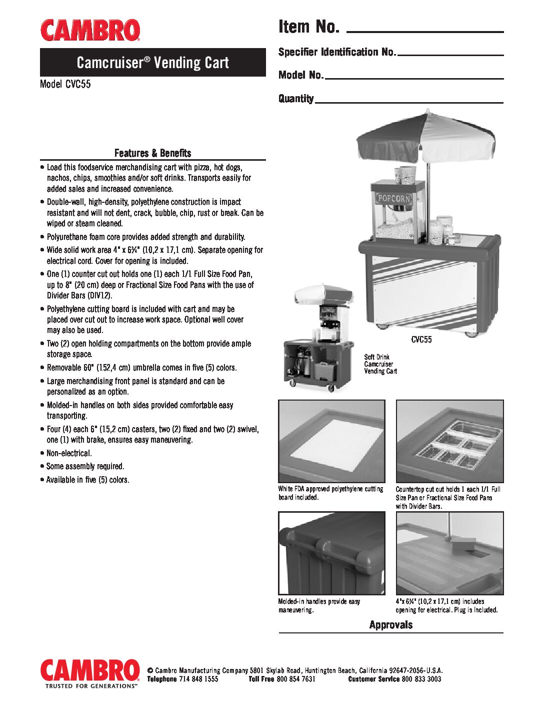 Cambro CVC55158.SpecSheet